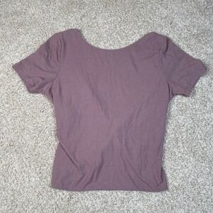 Hollister Ribbed Twist‎ Back Top Short Sleeve Mauve Purple Size Large
